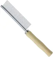 Wooden Handle Grooming Comb for Dog Cat Pet，Single row comb for cats to comb their fur smoothly (Silver, One Size)