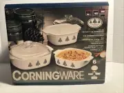 Corning Ware 6 piece casserole dish set Christmas Tree NIB