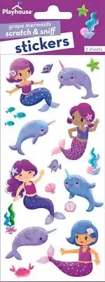 Playhouse Mermaids and Narwhals Grape Scented Scratch & Sniff Sticker Sheets - 1