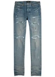 Amiri Thrasher Plus Distressed Skinny Jeans - Light Blue - W34 W34