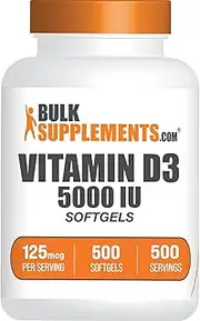 BulkSupplements.com Vitamin D3 5000IU Softgels - Cholecalciferol, D3 Supplement, Vitamin D 5000 IU - 1 Vitamin D3 Softgel (125mcg of Vitamin D) per Serving - 500-Day Supply, 500 Softgels
