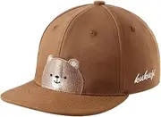 [Pop Your Dream] Kids Baseball Cap Cute Embroidered Bear Hat for Toddler Boys Girls Flat Brim Hats Snapback Sun Hats 3-8 Years