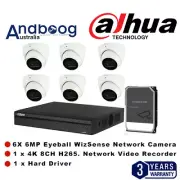 DAHUA 6MP 8 CH AI NVR Security 6 Camera KIT Turret DH-IPC-HDW3666EMP