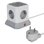 BlitzWolf BW-EC1 8-in-1 Vertical Cube EU Socket Plug Power Outlet Extender with 4 AC Outlets / 2 USB-A / 2 USB-C for Mac