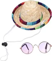 Generic 1Set Costume of Decorative Summer Hat and Glasses for Dogs and Cats for Parties Photo Shoots and Daily Wear