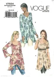2005 Vogue Patterns V7934 sewing pattern Misses' Tunic sze 12 14 16 uncut