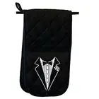 Tuxedo White - Novelty Double Mitt Oven Gloves Double Kitchen Chef BBQ Mitts