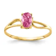 14k Yellow Gold 6x4mm Oval Pink Tourmaline Ring