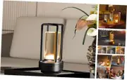 Cordless Table Lamp with Touch Sensor,Crystal Lantern Cross Black