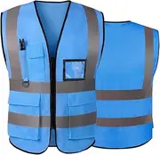 Hi Vis Vests for Women Men High Visibility Reflective Safety Security Vest with Pockets Zipper Front Meets ANSI/ISEA Standards