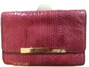 Badgley Mischka Shoulder Bag, Justine Snake in Garnet; bright gold chain