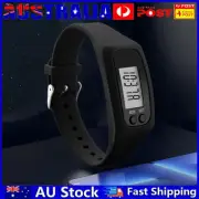 LED Pedometer Bracelet Multi-Function Step Counter Watch for Men Women (Black) A