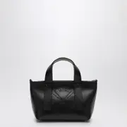 Black Leather Handbag With Logo