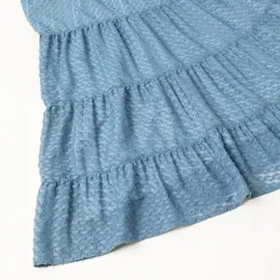 【ILEY 伊蕾】浪漫飄逸緹織圖樣雪紡無袖長洋裝(藍色；M-XL；1232017526)
