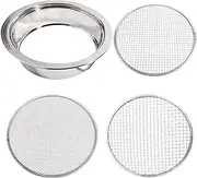 Garden Sieve Soil Sifter Removable Garden Sieve with Interchangeable 3/6/9mm Mesh Stainless Steel Soil Sieve 9.4" Dia. Sand Sifter for Sifting Soil Stones Compost
