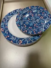 Grace Teaware Blue Floral Gold Trim Dinner Salad Plates S/8 ~New~