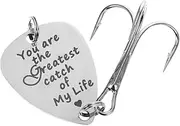 Creative Stainless Steel Triple Hook Fishing Lure Guitar Pick Decor You are of My Life Pattern Durable Bass Fishing Tackle Accessory for Outdoor Fishing