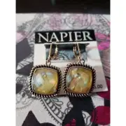 Vintage Napier Square Dangle Earrings Nickle Safe - New/Never Worn