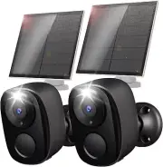 Rraycom 2pcs Wireless Solar Security Camera Outdoor with Siren Alarm&Spotligh...