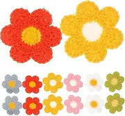 SHINEOFI 60Pcs Decorative Flower Patches Replaceable Coat Hat Appliques for Clothing Repair and Embellishment Durable Yarn for DIY Crafts and Accessories