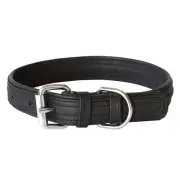 Rogz Leather Buckle Collar Black, LARGE