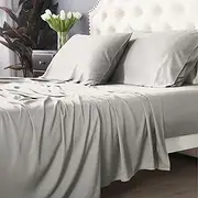 Park Avenue 500 Thread Count Natural Bamboo Cotton Bed Sheet Set, Split Queen, Dove