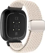 [KEYSJEFF] Nylon Watch Strap Compatible with Fitbit Versa 3/Versa 4/Fitbit Sense/Sense 2 Braided Elastics Sport Watch Band Adjustable Magnetic Buckle Straps Women Men Multicolors (#2)