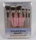 Profusion Cosmetics Frosted Snow Sparkle 7 Piece Makeup Brush & Cleaning Mat Set
