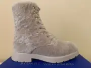 STUART WEITZMAN MCKENZE CHILL COMBAT SHEARLING BOOTS SIZE 6 IN LIGHT GRAY