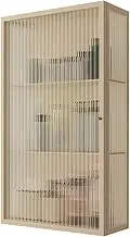 Glass Door Wall Cupboard for Living Room Bedroom Kitchen Bathroom Storage Beige 60 * 35 * 15cm