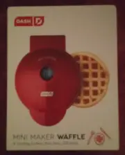 Dash Mini Maker Waffle - 4" Cooking Surface - Non-Stick - 350 Watts - Color: Red