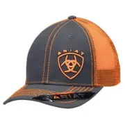 Ariat Mens Ball Cap Grey Orange mesh Snapback OSFA 1595126