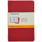 Moleskine Cahier Pocket Notebook Ruled 3 Pack Red