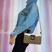 NWT Coach CF477 Poppy Crossbody In Colorblock Signature Canvas And Card Case$293