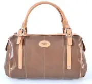 NEW Tod's Brown Canvas G Line Grande Large Bauletto Purse Bag Satchel