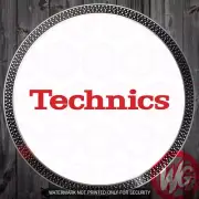 PAIR of DJ Turntable Record Slipmats - TECHNICS SLIPMATS red print on white
