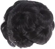 CALLARON 1Pc Synthetic Hair Bun Clip with Flower Design Easy to Use Updo Fixator for Women Natural Black Hair Accessory for Creating Messy Buns and Stylish Chignons