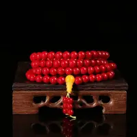 在飛比找Yahoo!奇摩拍賣優惠-特賣-佛珠 手鏈 佛教用品 廠家戰國紅108佛珠手串琉璃桶珠