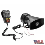 7Tone Sound Car Alarm Warning Fire Siren Horn With Mic PA Speaker System 80W