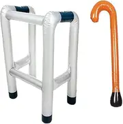 2pcs Adult Blow up Zimmer Frame Framed Inflatable Crown Frames Walking Stick Blow up Party Inflatable Walker Funny Birthday Cards for Men Blow up Cane Halloween Crutch