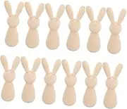 12pcs Bunny Puppet Graffiti Wood Rabbits Unfinished DIY Wood Rabbit Figure Table Decorations DIY Crafts DIY Rabbit Figure Graffiti Wood Mini Rabbits Graffiti Crafts Wooden