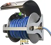 Garden Hose Reel Cart with Hose, Stainless Steel Water Pipe Rack with Cover, Wall-Mounted Watering Gun Hose Organizer,30M