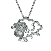 Natural Diamond Accent Sheep Pendant in Sterling Silver