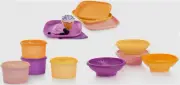 Tupperware Servalier Bowls, Plates, Canisters Set Purple Pink Orange Yellow New