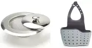 Stainless Steel Kitchen Sink Strainer with Lid and Adjustable Snap-On Sink Caddy