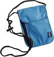[Puedno] Neck Pouch with RFID Protection, Waterproof Passport Bag, Soft Neck Pouch for Travel, Unisex Travel Wallet, Travel Passport Bag, Small for Smartphone Travel, Blue, Blue, Modern