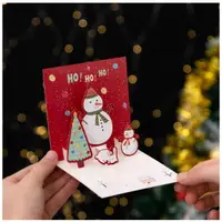 在飛比找momo購物網優惠-3D立體聖誕卡片-4入組附貼紙(手寫 聖誕老人 雪人 信封 