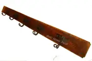 5 Hook Rustic Wood Wall Rack Hats Coats Purses 39.5" Long