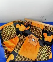 Disney Mickey Halloween Throw Checkered Orange & Black Plush Blanket 60x70
