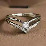 1Ct Brilliant Cut Moissanite Solitaire Curve Unique Wedding Ring 925 Silver